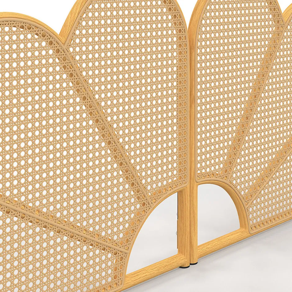 IDMarket Tête de lit suspendue IVY 160 cm effet rotin et cannage en forme de fleur