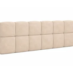 IDMarket Tête de lit suspendue matelassée NUAGE velours beige 160 cm