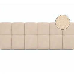 IDMarket Tête de lit suspendue matelassée NUAGE velours beige 160 cm