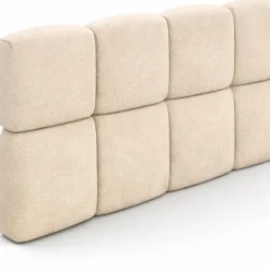 IDMarket Tête de lit suspendue matelassée NUAGE velours beige 160 cm