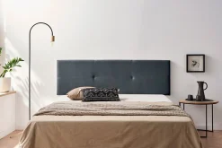 Moonia Tête de Lit Tapisée ALMA Aqualine 90x50x5 cm - Gris Foncé -