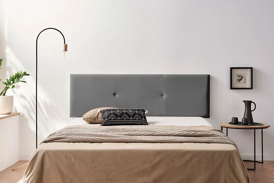 Moonia Tête de Lit Tapisée ALMA Simili cuir 90x50x5 cm - Gris Foncé - Online