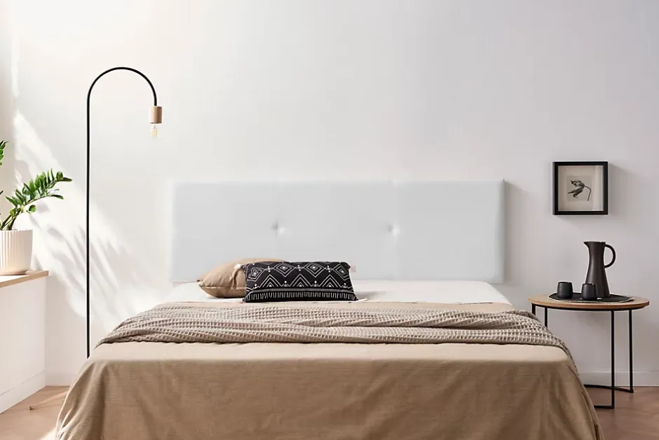 Moonia Tête de Lit Tapisée ALMA Simili cuir 90x50x5 cm - Blanc - New
