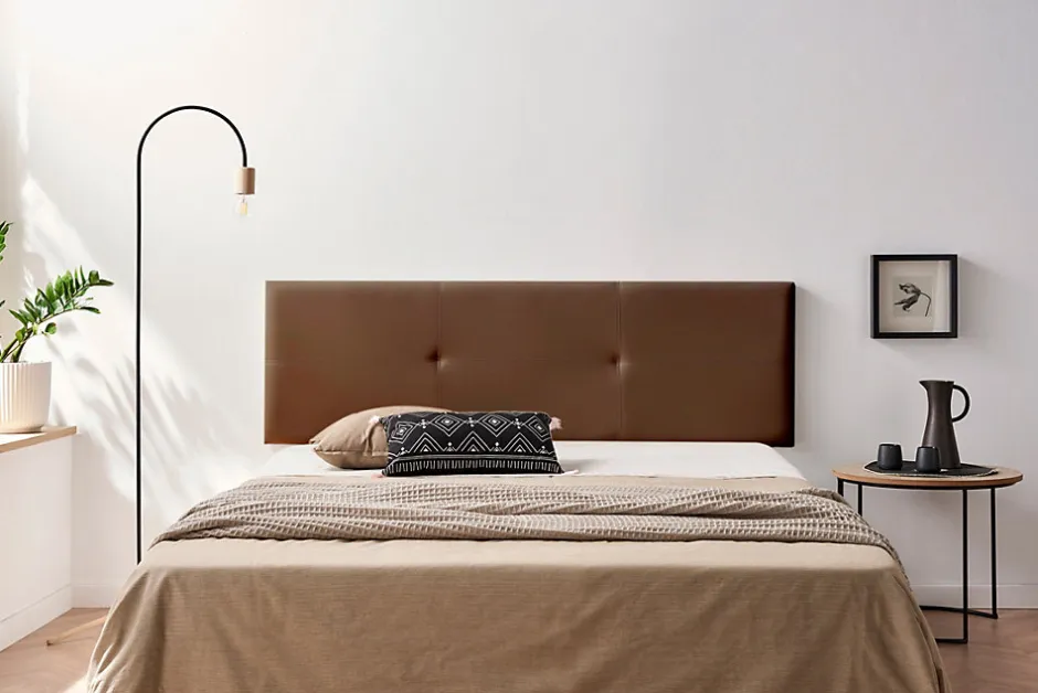 Moonia Tête de Lit Tapisée ALMA Simili cuir 160x50x5 cm - Marron -