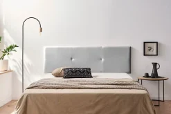Moonia Tête de Lit Tapisée ALMA Simili cuir 90x50x5 cm - Argent - Sale