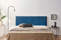 Moonia Tête de Lit Tapisée ALMA Simili cuir 115x50x5 cm - Bleu Foncé -