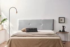 Moonia Tête de Lit Tapisée ALMA Simili cuir 145x50x5 cm - Argent -