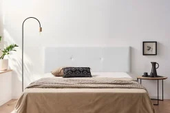 Moonia Tête de Lit Tapisée ALMA Simili cuir 130x50x5 cm - Blanc - Discount