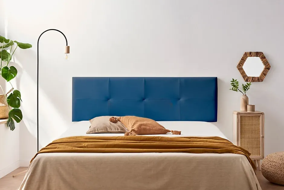 Moonia Tête de Lit Tapisée ALTEA Simili cuir 90x50x5 cm - Bleu Foncé - New