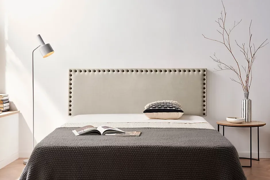 Moonia Tête de Lit Tapisée MODENA Aqualine 90x55x8 cm - Beige Toast - Outlet