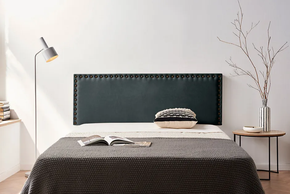 Moonia Tête de Lit Tapisée MODENA Aqualine 160x55x8 cm - Noir -