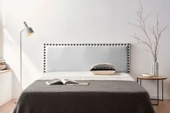 Moonia Tête de Lit Tapisée MODENA Simili cuir 130x55x8 cm - Argent - Best