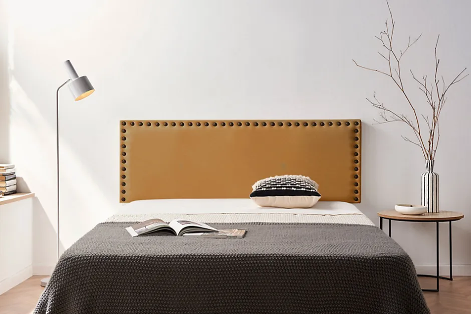 Moonia Tête de Lit Tapisée MODENA Simili cuir 130x55x8 cm - Marron Clair -