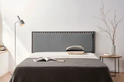Moonia Tête de Lit Tapisée MODENA Simili cuir 100x55x8 cm - Gris Foncé -
