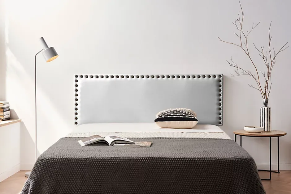 Moonia Tête de Lit Tapisée MODENA Simili cuir 115x55x8 cm - Argent - Hot
