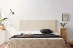 Moonia Tête de Lit Tapisée NAPOLI Simili cuir 145x50x5 cm - Blanc Cassé -