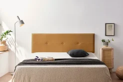 Moonia Tête de Lit Tapisée NAPOLI Simili cuir 100x50x5 cm - Marron Clair -