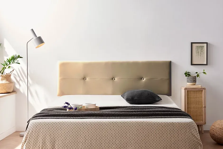 Moonia Tête de Lit Tapisée NAPOLI Simili cuir 90x50x5 cm - Or - Hot