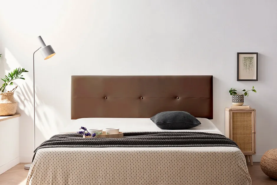 Moonia Tête de Lit Tapisée NAPOLI Simili cuir 130x50x5 cm - Marron -