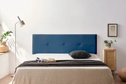 Moonia Tête de Lit Tapisée NAPOLI Simili cuir 90x50x5 cm - Bleu Foncé -
