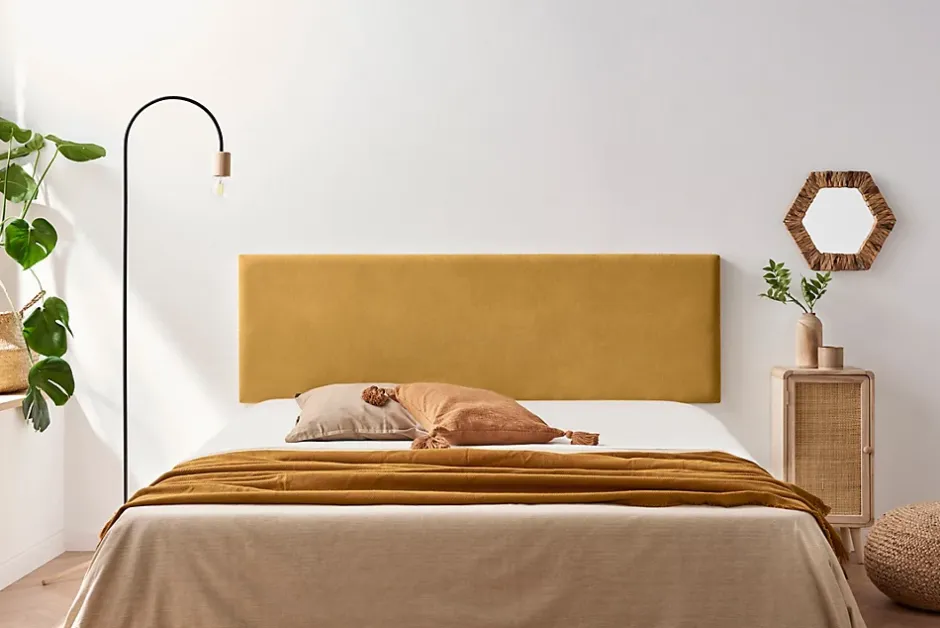 Moonia Tête de Lit Tapisée NOVA Aqualine 160x50x5 cm - Moutarde - Hot