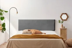Moonia Tête de Lit Tapisée NOVA Simili cuir 115x50x5 cm - Gris Foncé -