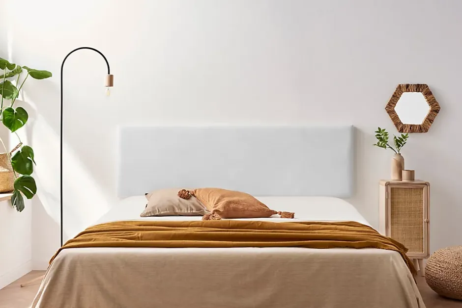 Moonia Tête de Lit Tapisée NOVA Simili cuir 115x50x5 cm - Blanc - New