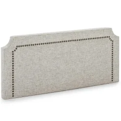 Vs Venta-Stock Tête de lit tapissée Leonor 160x60 cm Gris, Clous en Marron