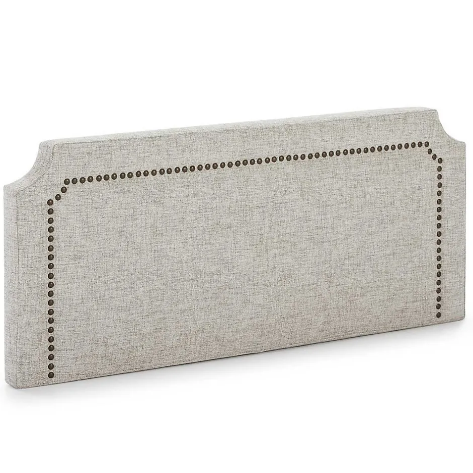 Vs Venta-Stock Tête de lit tapissée Leonor 160x60 cm Gris, Clous en Marron