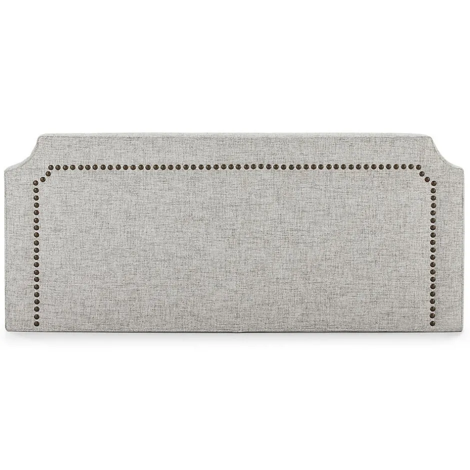 Vs Venta-Stock Tête de lit tapissée Leonor 160x60 cm Gris, Clous en Marron