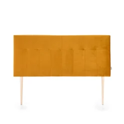 Vs Venta-Stock Tête de lit tapissée Napoles 160x100 cm Moutarde, Velours, Pieds en Bois