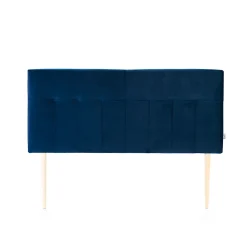 Vs Venta-Stock Tête de lit tapissée Napoles 160x100 cm Bleu, Velours, Pieds en Bois Outlet