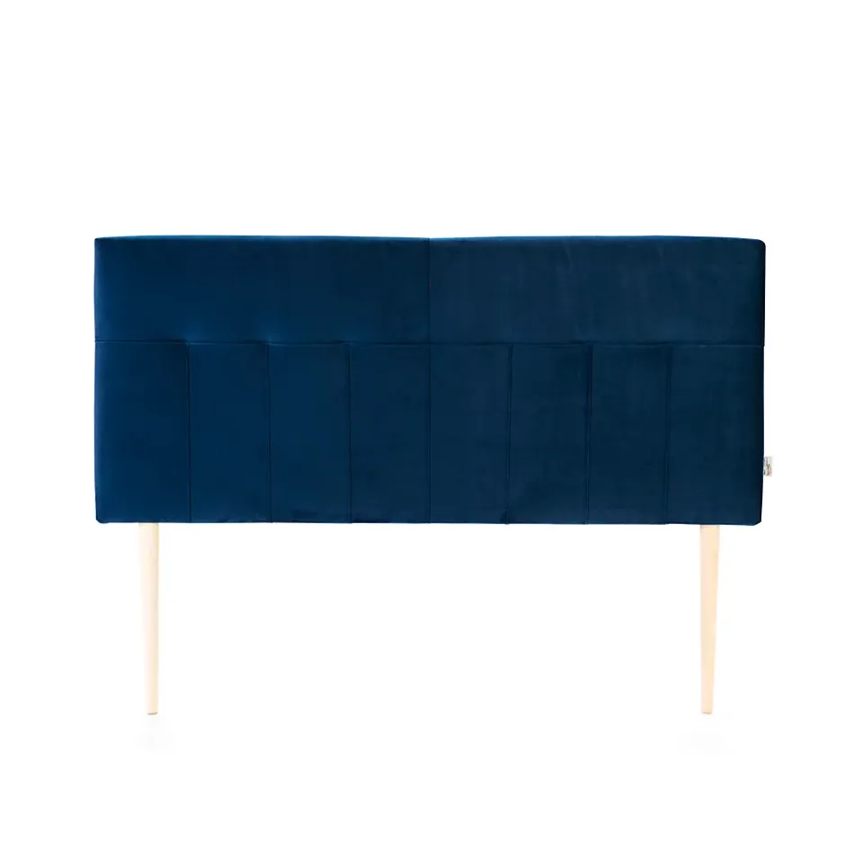 Vs Venta-Stock Tête de lit tapissée Napoles 160x100 cm Bleu, Velours, Pieds en Bois Outlet
