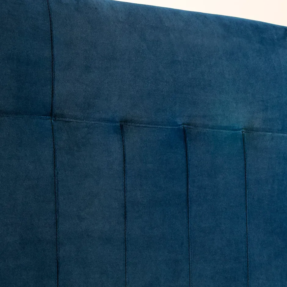 Vs Venta-Stock Tête de lit tapissée Napoles 160x100 cm Bleu, Velours, Pieds en Bois Outlet