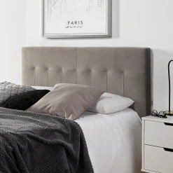 Vs Venta-Stock Tête de lit tapissée Napoles 140x100 cm Gris, Velours, Pieds en Bois