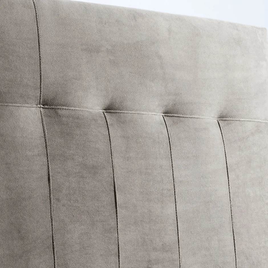 Vs Venta-Stock Tête de lit tapissée Napoles 140x100 cm Gris, Velours, Pieds en Bois