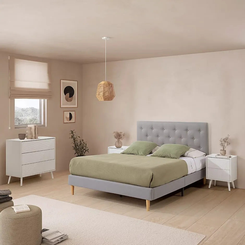 Vs Venta-Stock Tête de lit tapissée Turin 160x60 cm Gris Hot
