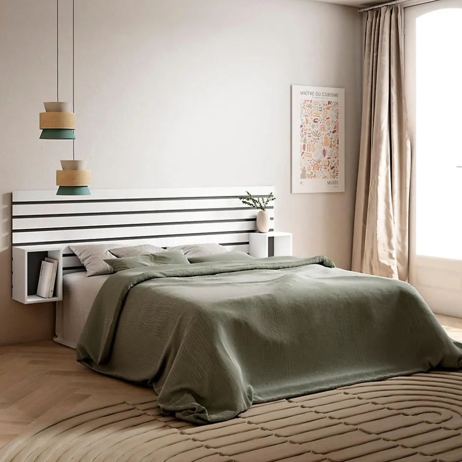 Skraut Home Tête de lit 214x70x3cm Lit 120-135-140-150-160cm couleur blanc