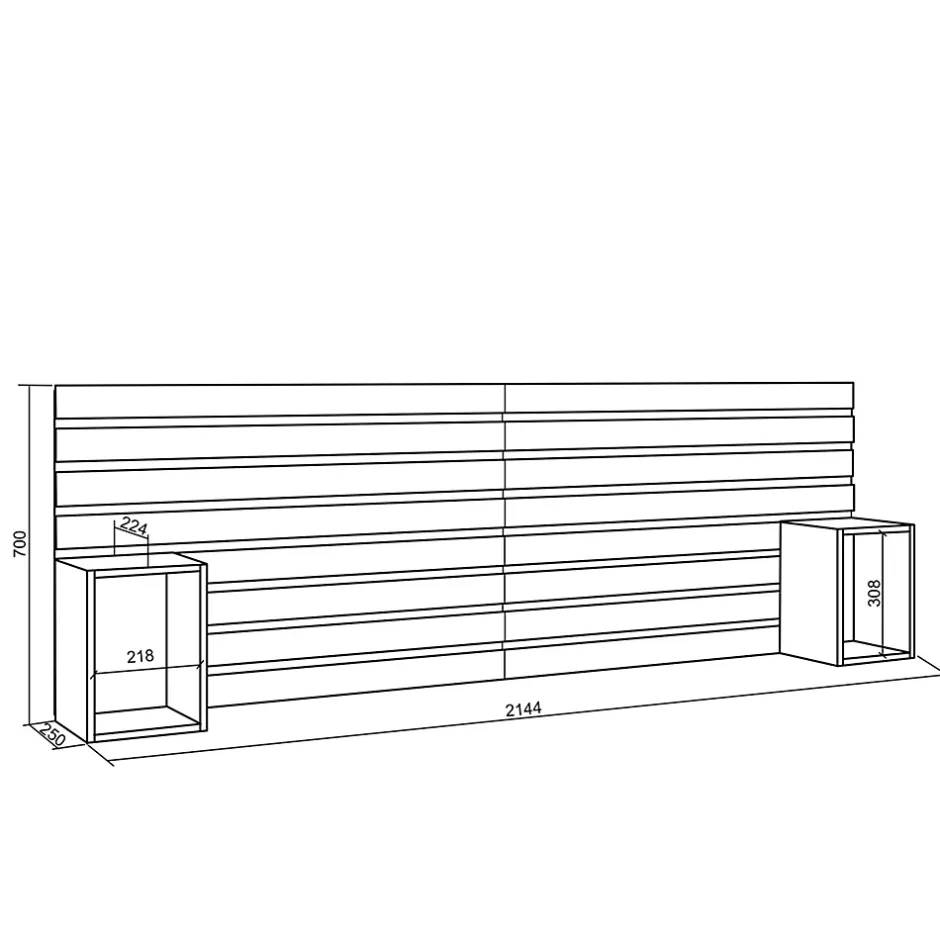 Skraut Home Tête de lit 214x70x3cm Lit 120-135-140-150-160cm couleur chêne Sale