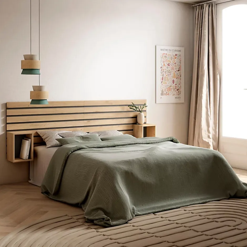 Skraut Home Tête de lit 214x70x3cm Lit 120-135-140-150-160cm couleur chêne Sale