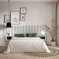 Skraut Home Tête de lit 258x107x3cm Lit de 150-160-180cm couleur blanc