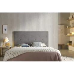 Eccox Tête de lit Zafiro pour lit 120 en tissu gris 154x115x8.