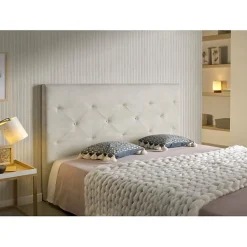 Eccox Tête de lit Zafiro pour lit 105 en tissu gris blanc 115x115x8.
