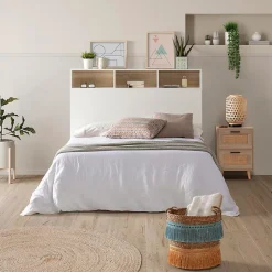 Vs Venta-Stock Tête de lit Zeus 165 cm blanc, 2 portes 9 trous
