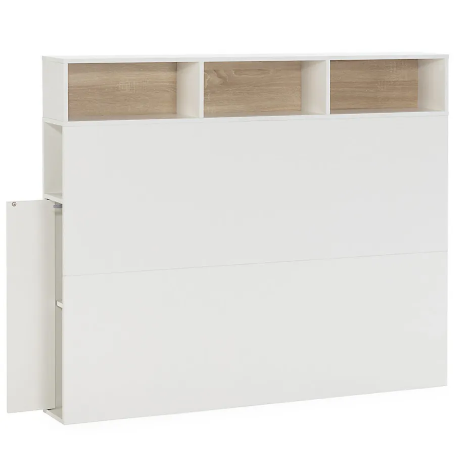 Vs Venta-Stock Tête de lit Zeus 165 cm blanc, 2 portes 9 trous