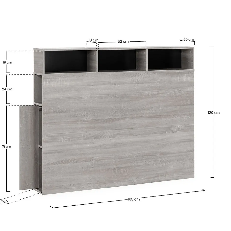 Vs Venta-Stock Tête de lit Zeus 165 cm blanc, 2 portes 9 trous