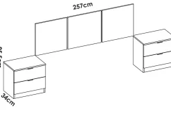 Dmora Tête du lit Oliwa, Tête de lit, Tête de lit pour la chambre, Appui-tête, 257x34 h96 cm, Blanc Online