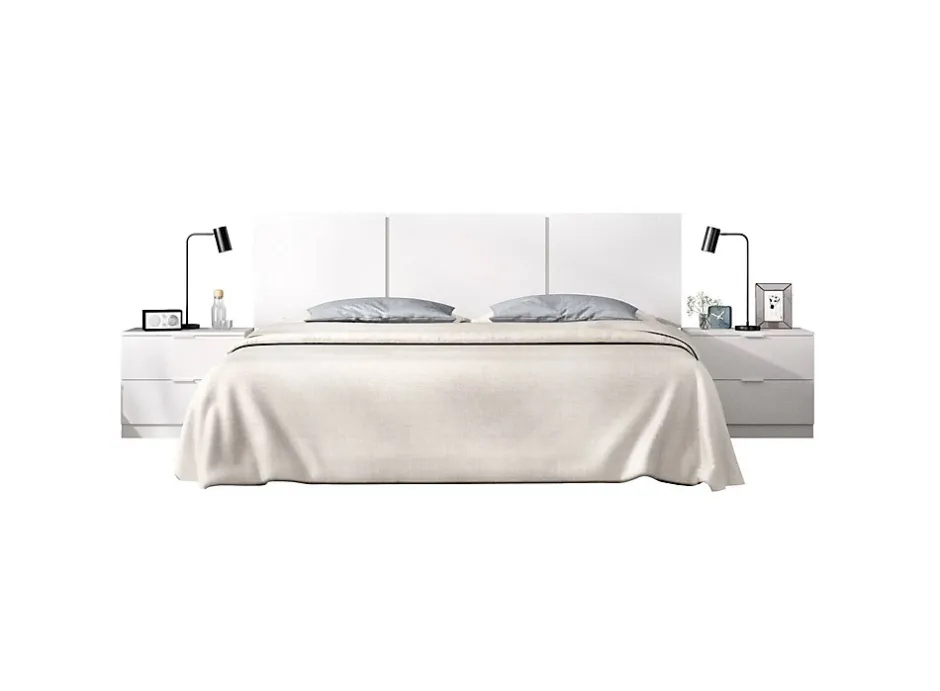Dmora Tête du lit Oliwa, Tête de lit, Tête de lit pour la chambre, Appui-tête, 257x34 h96 cm, Blanc Online