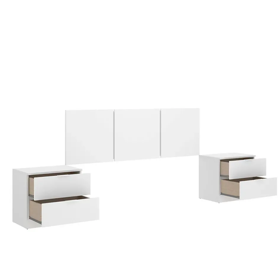 Dmora Tête du lit Oliwa, Tête de lit, Tête de lit pour la chambre, Appui-tête, 257x34 h96 cm, Blanc Online
