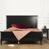 Robin des bois VANESSA Lit double style bord de mer en pin laqué noir, 160 x 200